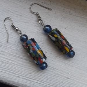 Handmade Kalidascope One of a Kind Dangling Earrings
